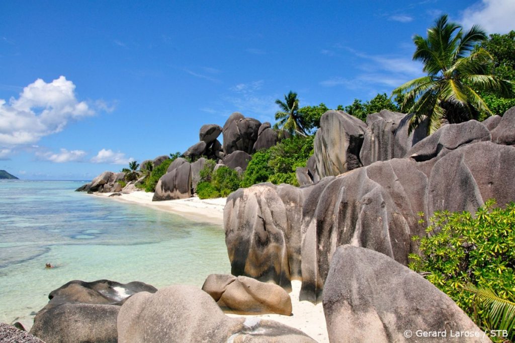 <p>Anse Source d&#8217;Argent, em La Digue</p>
