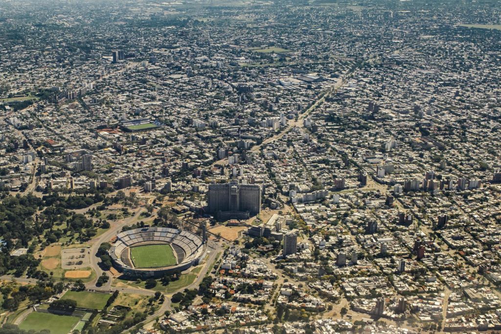 <p>Vista aéra com destaque para o Estádio Centenário</p>
