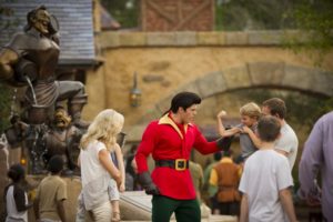 EveryoneÕs favorite guy in New Fantasyland, Gaston admires how Magic Kingdom guests have Ôbiceps to spare.Õ Often adoring a fountain of himself, this Ôman among menÕ can be spotted by guests walking through the village near GastonÕs Tavern. Part of New Fantasyland, Gaston's Tavern is located in Magic Kingdom at Walt Disney World Resort in Lake Buena Vista, Fla. (Matt Stroshane, photographer)