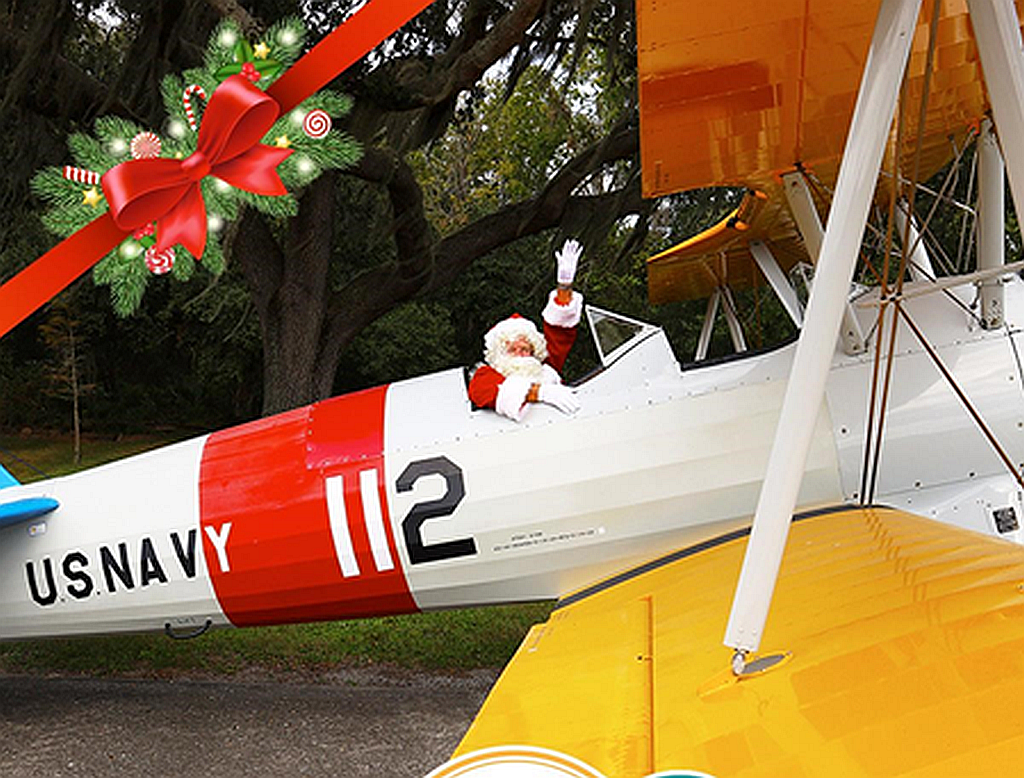 Durante evento, Papai Noel voa de avião na Flórida